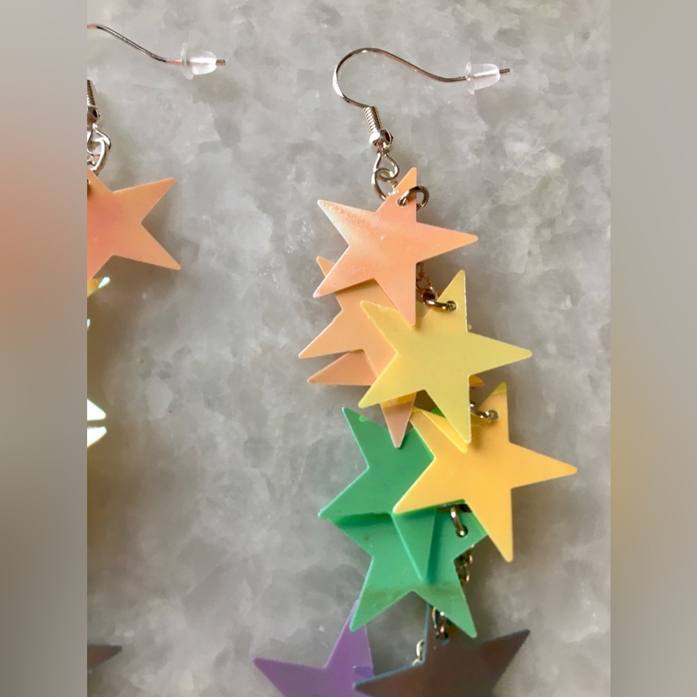 Multicolor Star Dangle Earrings - Picture 11 of 15